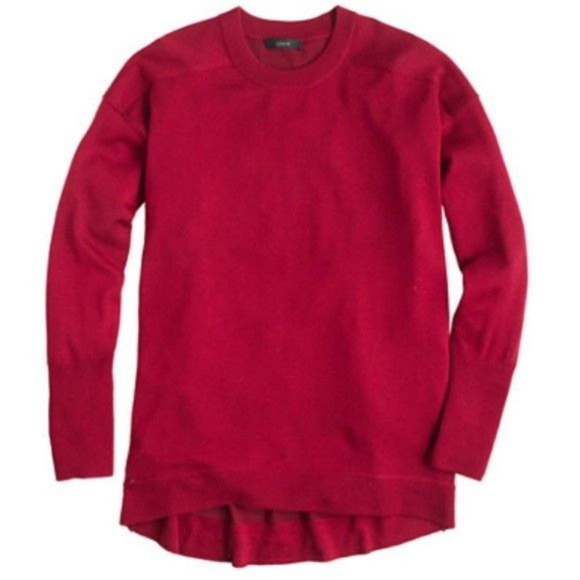 J CREW Merino Cotton Tunic Sweater M-P Ruby Red - Picture 1 of 8